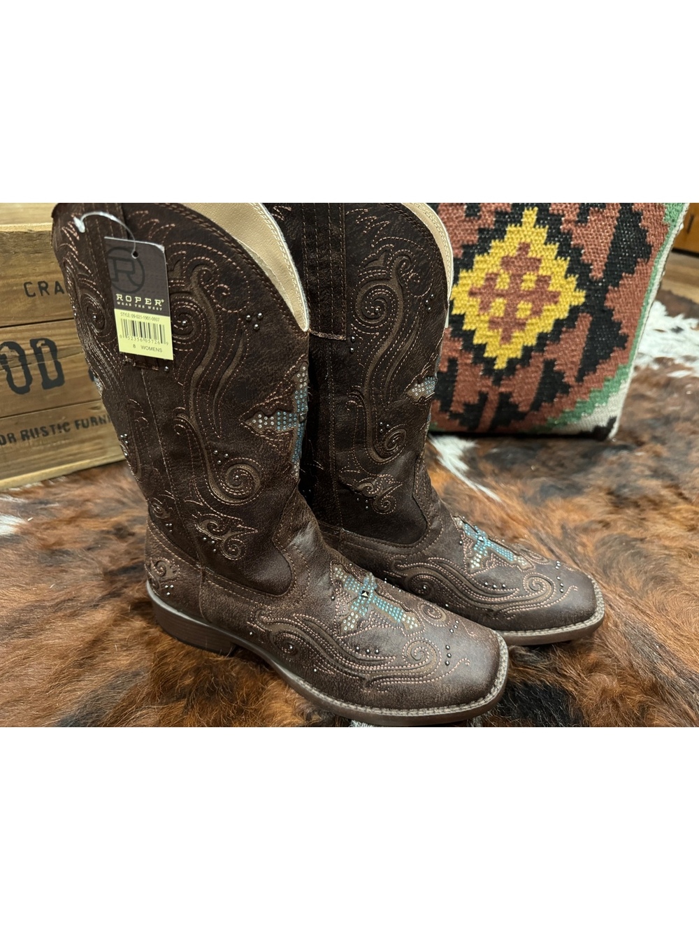 NEW Roper Faith Rhinestone Western Boots Women’s Size 8